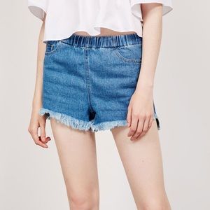 Bershka vintage denim elastic waistband short sz M